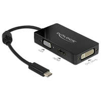 Delock Delock adapter C-típusú USB-csatlakozó> VGA / HDMI / DVI aljzat fekete