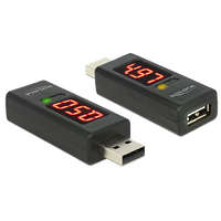 Delock Delock USB 2.0 A dugó > A hüvely átalakító LED-es Volt és Amper kijelzővel