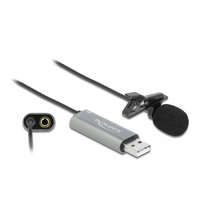 Delock Delock USB Tie Lavalier mindenirányú csiptetős mikrofon 24 bit / 192 kHz és 3,5 mm-es sztereo jack f