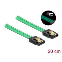 Delock Delock 6 Gb/s SATA kábel UV fényhatással zöld színű, 20 cm