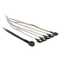 Delock Delock kábel mini SAS HD SFF-8643 > 4 x SATA 7 tűs + Sideband 0,5 m fém