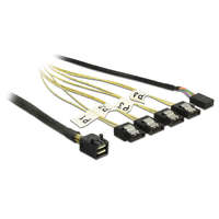Delock Delock Kábel Mini SAS HD SFF-8643 > 4 x 7 tus SATA fordított + oldalsáv, 0,5 m