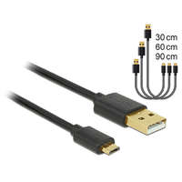 Delock Delock Adat- és tölto kábel USB 2.0 A-típusú csatlakozóval > USB 2.0 Micro B típusú csatlakozó 3 db