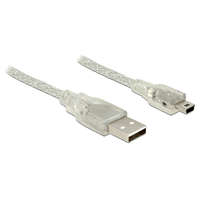 Delock Delock USB 2.0-s kábel A-típusú csatlakozódugóval > USB 2.0 Mini-B csatlakozódugóval, 0,5 m áttetsző