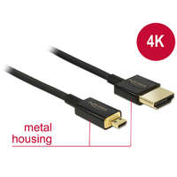 Delock Delock kábel High Speed HDMI Ethernettel HDMI-A apa> HDMI Micro-D apa 3D 4K 1,5 m vékony Premium