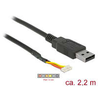 Delock Delock Kábel USB 2.0 A-típusú csatlakozó > Soros TTL préselő aljzat 6 pin-es (3,3 V) 2,2 m
