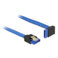 Delock Delock SATA-kábel, 6 Gb/s, hüvely, egyenes > SATA hüvely, felfelé ívelt, 30 cm, kék aranyszínu kapcs