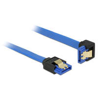 Delock Delock SATA-kábel, 6 Gb/s, hüvely, egyenes > SATA hüvely, lefelé ívelt, 30 cm, kék aranyszínu kapcso
