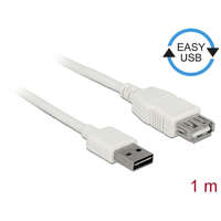 Delock Delock Bővítő kábel EASY-USB 2.0-s A típusú csatlakozódugó > USB 2.0 A-típusú hüvely fehér 1 m