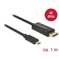 Delock Delock Kábel USB Type-C csatlakozó > Displayport csatlakozó (DP váltakozó mód) 4K 60 Hz, 1 m, fekete