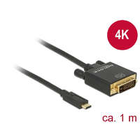 Delock Delock Kábel USB Type-C csatlakozó > DVI 24+1 csatlakozó (DP váltakozó mód) 4K 30 Hz, 1 m, fekete
