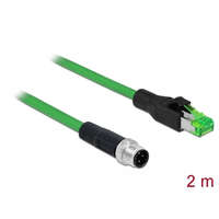Delock Delock Hálózati kábel M12 4 tűs D-kódú RJ45 csatlakozóhoz PVC borítás 2 m hosszú