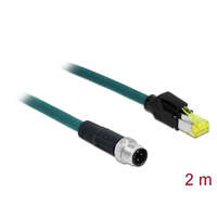 Delock Delock Hálózati kábel M12 4 tűs D-kódú RJ45 Hirose csatlakozóhoz TPU borítás 2 m hosszú