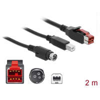 Delock Delock PoweredUSB kábel apa 24 V > B-típusú USB apa + Hosiden Mini-DIN 3 tűs apa 2 m, POS nyomtatókh