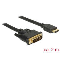 Delock Delock Kábel DVI 18+1 csatlakozódugóval > HDMI-A csatlakozódugóval, 2 m, fekete