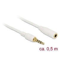 Delock Delock Sztereó jack hosszabbító kábel 3,5 mm 4-tűs apa > anya 0,5 m hosszú fehér