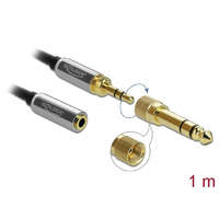 Delock Delock Sztereó hosszabbító kábel 3,5 mm 3 pólusú apa anya, 6,35 mm-es csavaros adapterrel 1 m