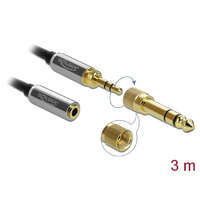 Delock Delock Sztereó hosszabbító kábel 3,5 mm 3 pólusú apa anya, 6,35 mm-es csavaros adapterrel 3 m