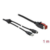 Delock Delock PoweredUSB kábel apa 24 V > A-típusú USB apa + Mini-DIN 3 tűs apa 1 m, POS nyomtatókhoz és cs