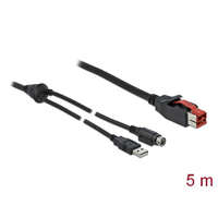 Delock Delock PoweredUSB kábel apa 24 V > A-típusú USB apa + Mini-DIN 3 tűs apa 5 m, POS nyomtatókhoz és cs