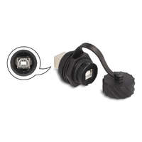  Delock USB 2.0 B-típusú kábel csatlakoztató anya anya installálásra IP68 por és víz elleni védő bajonettzá kalappal fekete