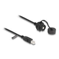  Delock Kábel USB 2.0 B-típusú apa USB 2.0 B-típusú anya installálásra IP68 por és víz elleni védő bajonettzá kalappal fekete, 1 m