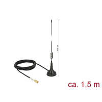 Delock Delock WLAN 802.11 b/g/n antenna SMB-dugó 2 dBi irányítatlan, rögzített, mágneses talppal és csatlak