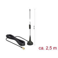 Delock Delock LTE antenna SMA-dugó 2 dBi irányítatlan, rögzített, csatlakozókábellel RG-174 2,5 m, kültéri