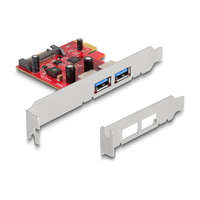  Delock PCI Express x1 Kártya -2 x külső USB 5 Gbps A-típusú hüvely - alacsony profilú