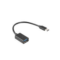  LANBERG USB-C(M) 2.0->USB-A(F) ADAPTER KÁBEL 15CM OTG FEKETE