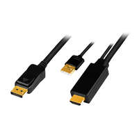 Logilink Logilink HDMI-kábel, A/M + USB-A/M-DP/M, UHD 4K/30 Hz, 2 m