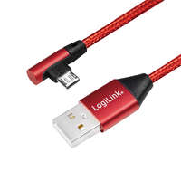 Logilink Logilink USB 2.0 kábel, USB-A/M - Micro-USB/M 90 , szövet, fém, 0,3 m