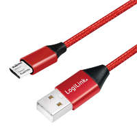 Logilink Logilink USB 2.0 kábel, USB-A/M - Micro-USB/M, szövet, fém, 0,3 m