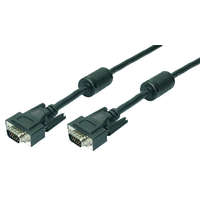 LogiLink LogiLink VGA kábel, HD15/M HD15/M, 1080p, 2x ferrit, fekete, 1,8 m