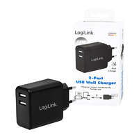 Logilink Logilink USB hálózati adapter, 2x USB-Port, 12W, fekete