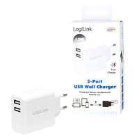 Logilink Logilink USB hálózati adapter, 2x USB-Port, 12W, fehér