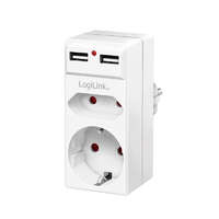 Logilink LogiLink Socket adapter, 1x CEE7/16 + 1x CEE7/3 + 2x USB-A