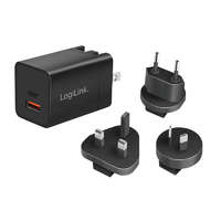  Logilink USB utazási töltő, GaN, 2 port, USB-AF és USB-CF, 30 W, PD-vel