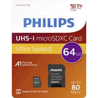 Philips Philips Micro SDHC Memóriakártya 64GB Class 10 UHS-I U1 Adapter