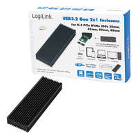 Logilink Logilink USB 3.2 külső rack, SSD, M.2, PC interfészhez, alumínium, fekete