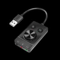 Logilink Logilink USB 2.0 audio adapter hangerőszabályzóval, 3x 3,5 mm/F, fekete