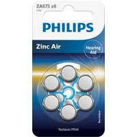 Philips Philips ZA675B6A/00 Minicells akkumulátor hallókészülékhez, cink-levegő, 1.4V, 6 db-os kiszerelés
