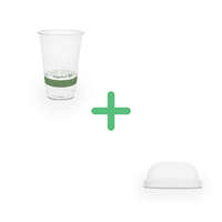 Vegware 2,5 dl keskeny PLA-pohár, Ø 76 mm + 76 mm íves PLA-tető nyílás nélkül szettben I 50db/csomag