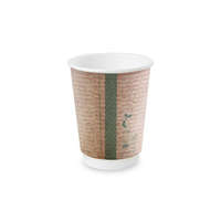 Vegware Lebomló teás pohár, papír és PLA, 3,4 dl, dupla falú, barna | 25 db/csomag