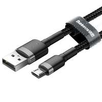 Baseus Baseus Micro USB kábel, Cafule 2.4A, 1m, szürke/fekete (CAMKLF-BG1)