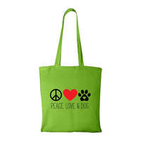  Peace love and dog - Bevásárló táska Zöld
