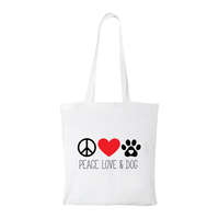  Peace love and dog - Bevásárló táska Fehér