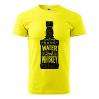  Póló Save water drink whiskey mintával Sárga L