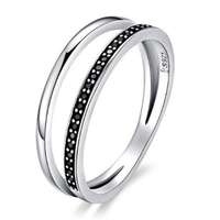 Ékszerkirály Ezüst gyűrű kristályokkal, fekete, 6