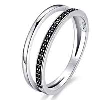 Ékszerkirály Ezüst gyűrű kristályokkal, fekete, 8